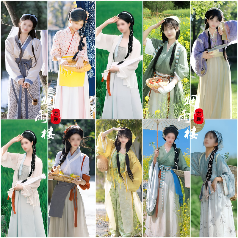 Pastoral Style Hanfu, Farmgirl Outfit, Cute and Lively Cross-Collar Hanfu, Daily Set, Traditional Hanfu