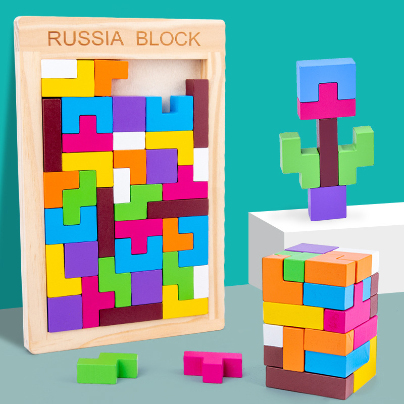Wooden Children Early Teach Stereothickened Russian Square Sketchpad Male Girl 1-2-300 300 changing building blocks toy