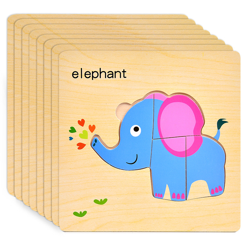 Young children 3D Solid wooden puzzle 3-6-year-old baby building blocks Brain Jigsaw Puzzle early education Puzzle Toys