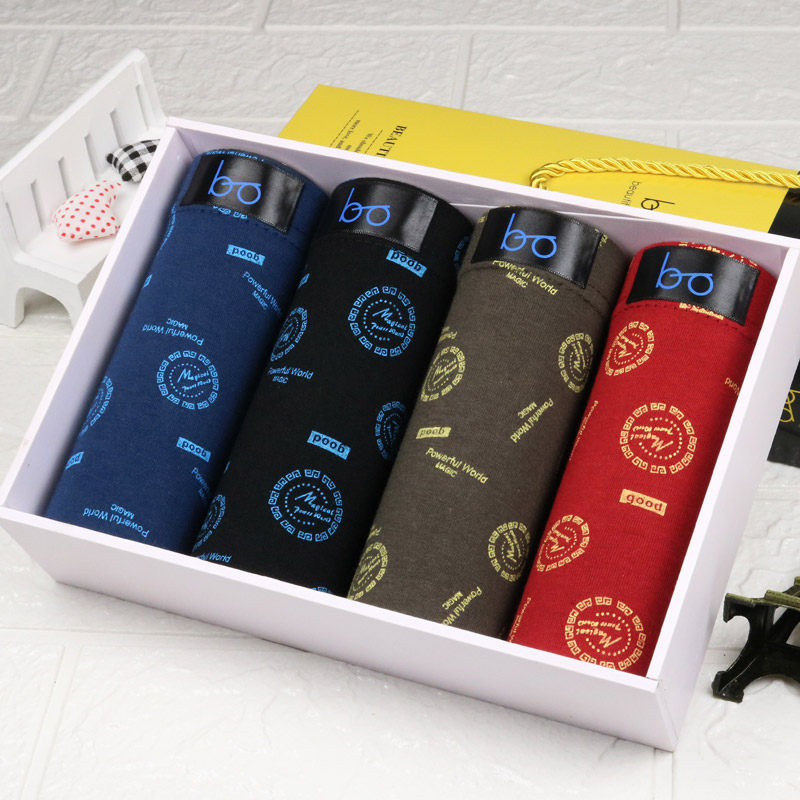 (4 Pack) Cotton Underwear Men's Triangle Cotton Men's 100% Cotton Fabric Breathable Sweat-absorbing Medium Waist Large Size