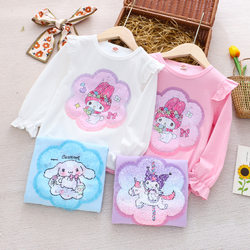 Girls Sequined Color-Changing Tops Kuromi and Melody Clothes Kidsren's Long-Sleeved T-Shirt Girls Autumn Bottoming Shirt