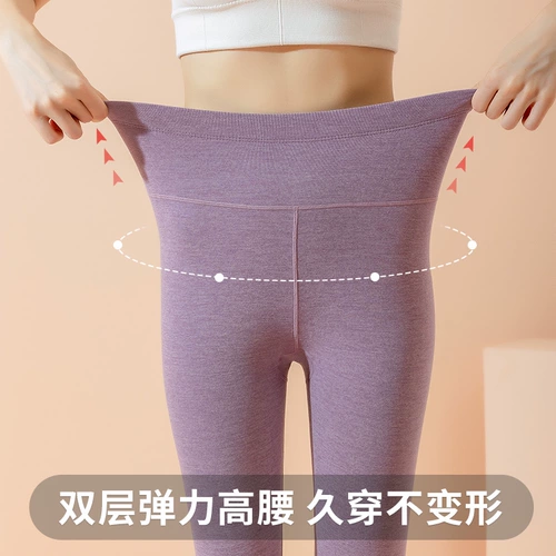 Бархатные утепленные демисезонные леггинсы, наколенники, удерживающие тепло штаны, высокая талия, в обтяжку