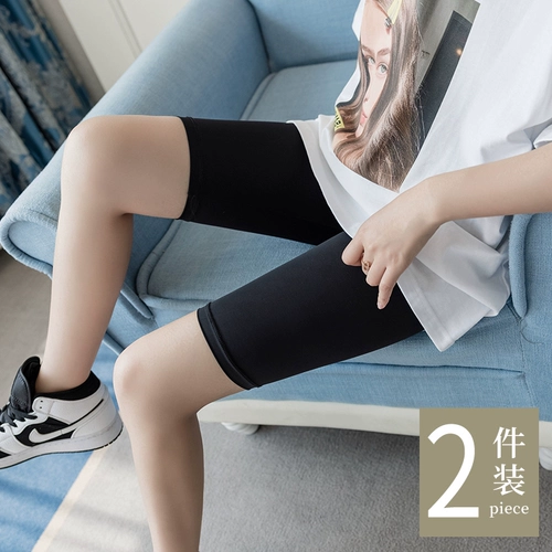 Леггинсы, летние шелковые штаны, ультратонкее тонкое эластичное защитное белье, шорты, большой размер, высокая талия, в обтяжку