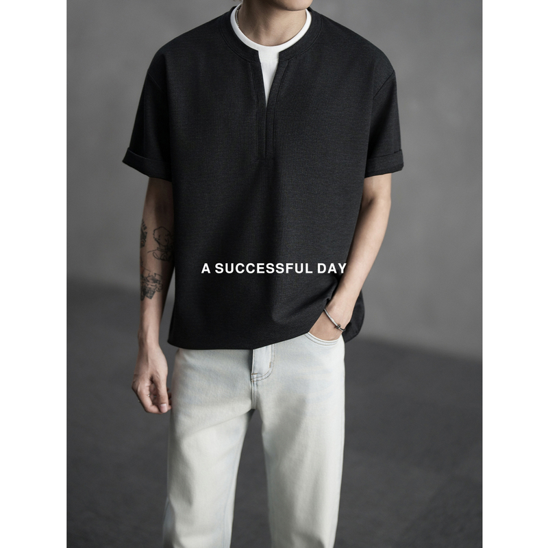 Assdy | Everyday Henry Shirts/Summer Two-Piece Spliced Short-Sleeve T-Shirt for Men in Old Money Style. Assdy | Everyday Henry Shirts/Summer Two-Piece Spliced Short-Sleeve T-Shirt for Men in Old Money Style.