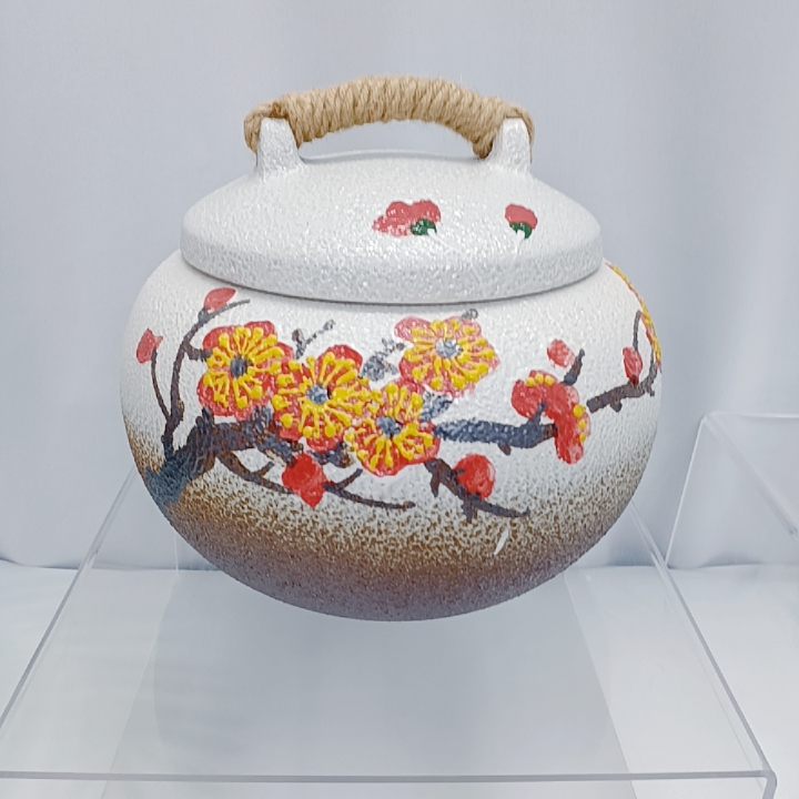 韩国进口手绘陶土米缸，粗粮坛陶瓷水缸器皿家用带盖储物大米桶罐子，让你家的厨房更有艺术气息！🎨✨