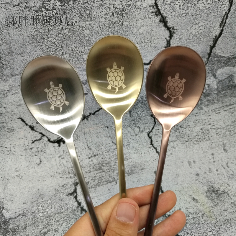 Korean Rose Gold Silver Longevity Turtle 18-10 Stainless Steel Titanium Plated Solid Korean Traditional Tableware Chopsticks Spoon