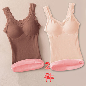 女士秋冬季保暖背心内衣加厚加绒吊带打底衫