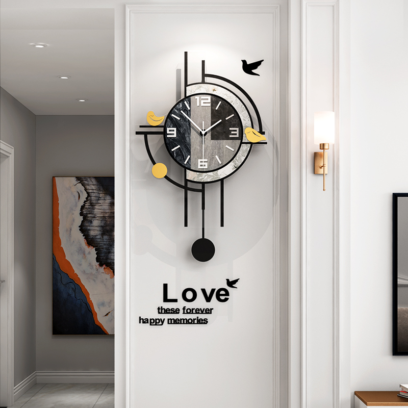 Modern simple light luxury clock wall clock living room home fashion Nordic personality creative atmosphere net red clock hanging wall