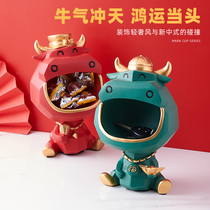 Nordic creative lucky cow ornaments Living room snack candy plate Entrance key storage tray Housewarming gift