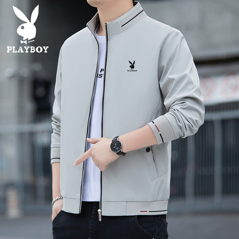 Playboy Men's Spring Jacket Stand Collar 2026 New Trendy Versatile Loose Top Plus Size Men's Clothing