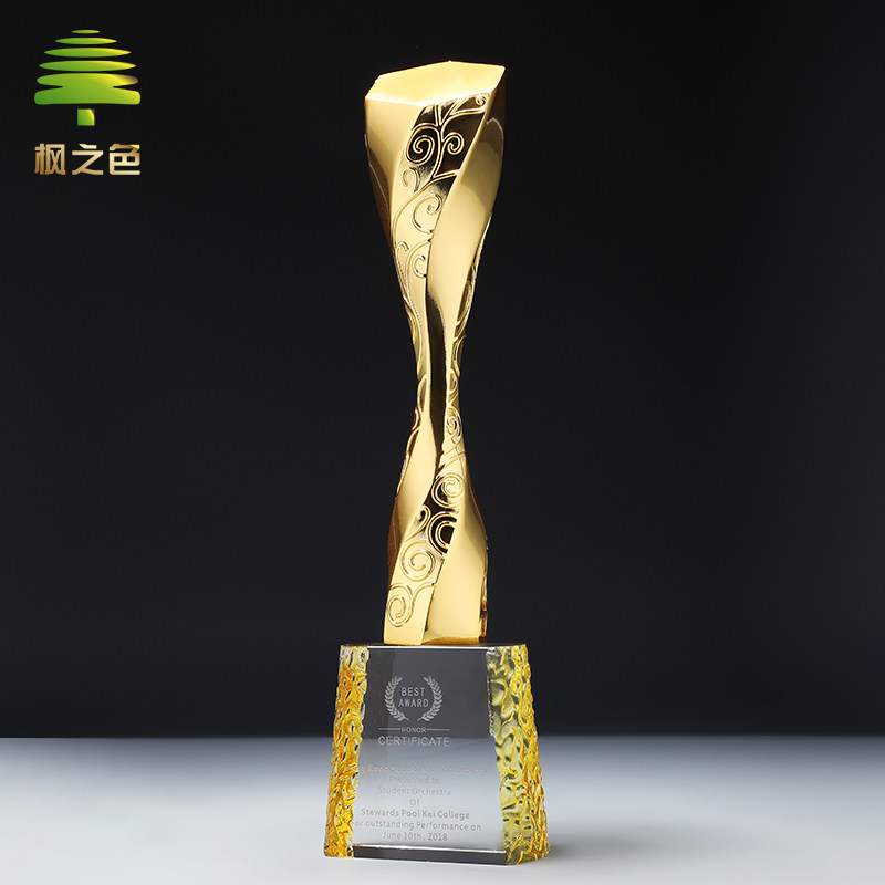 Straight to the sky Metal trophy custom creative Ruyi stick event award custom lettering gold and silver and copper souvenirs