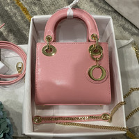 Lizard pattern Princess Diana genuine leather women's bag with gold buckle and diamond small bag pink one-shoulder cross-body portable Internet celebrity same style European and American fashion