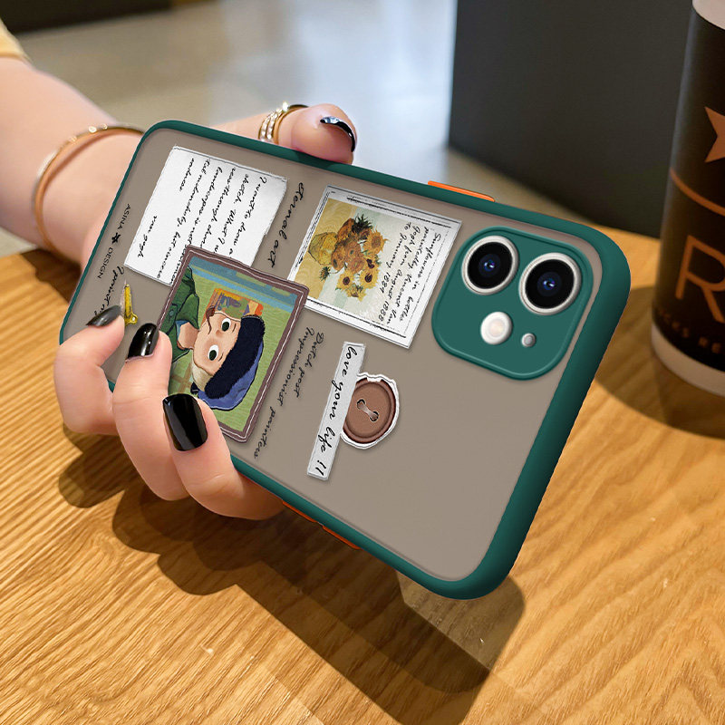 Van Gogh letters Apple 11 mobile phone protective case cute female iphone11pro protective sleeve net red new lens all-inclusive anti-fall promax silicone max personality creative suitable for cartoons