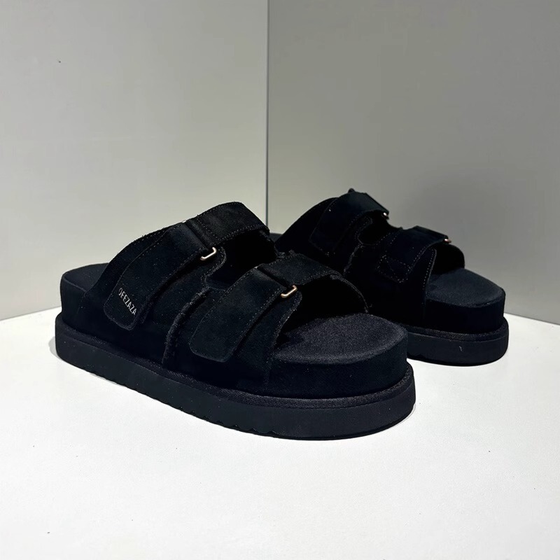 Platform Slippers with Thick Soles, Height-Increasing Genuine Leather, Velcro Soft-Soled Sandals, Outdoor Casual Beach Shoes