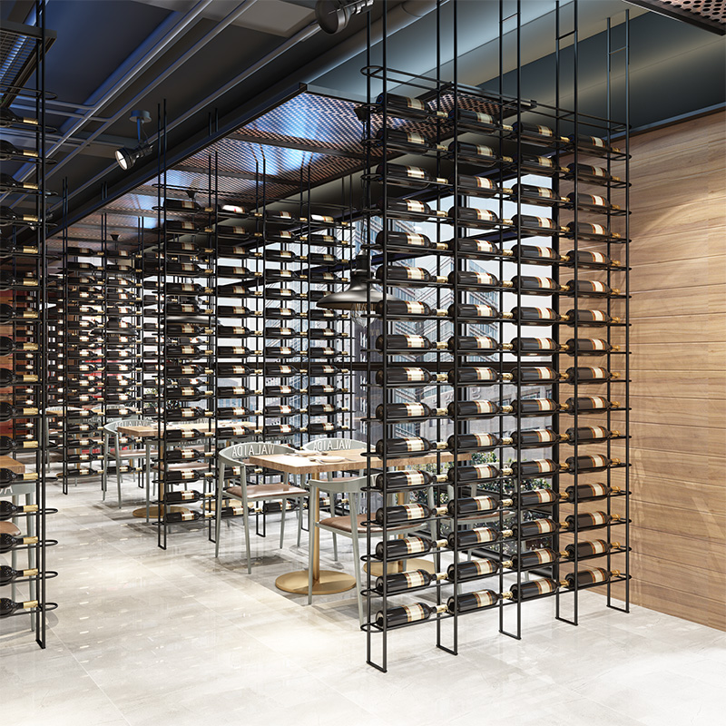 Customized dining bar floor-to-ceiling wine rack deck partition screen wine bar wine rack partition wrought iron wine cabinet screen