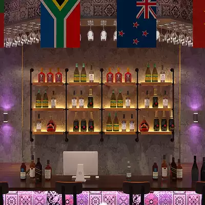 Bar luminous wall hanging Wine Rack bar bar solid wood iron partition wall column wine rack decoration display wine rack wine cabinet
