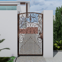 Custom Outdoor European Style Iron Art Garden Door Courtyard Villa Gate Countryside Pair Open Door Entrance Single Double Open Iron Door
