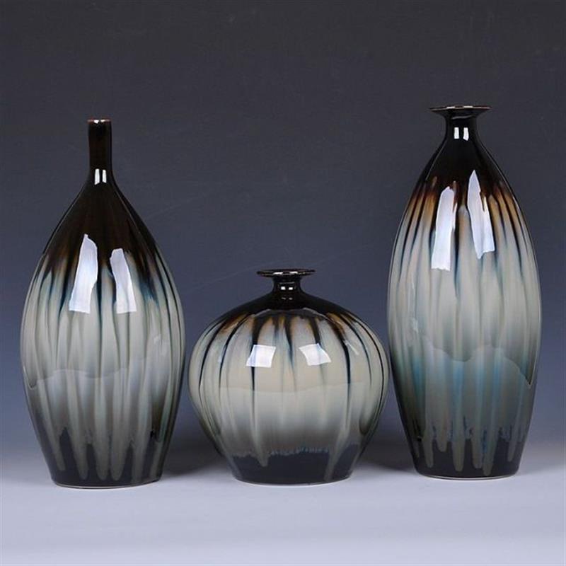 Jingdezhen Ceramic Kiln Changing Vase Three Sets of Classical Home Pendulum Pieces Retro Living Room Decorative Handiwork-Taobao