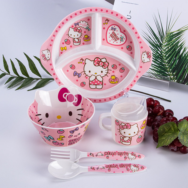 Children's tableware set breakfast compartment creative home child baby plate cute cartoon special student bowl spoon