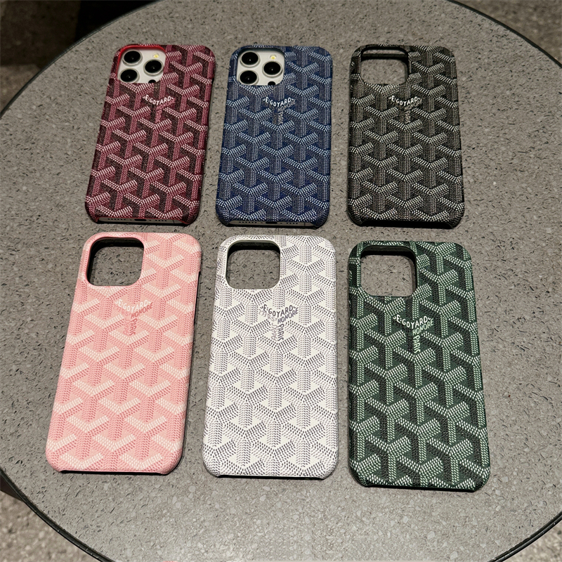 Classic Trendy Brand Goya Leather Texture New 17Promax Phone Case Apple 16Pro Protective Cover Iphone17 Half-Cover 13 Hard Case 15 for Women 14Pro Niche Stylish Internet Celebrity Socialite Fashion Applicable