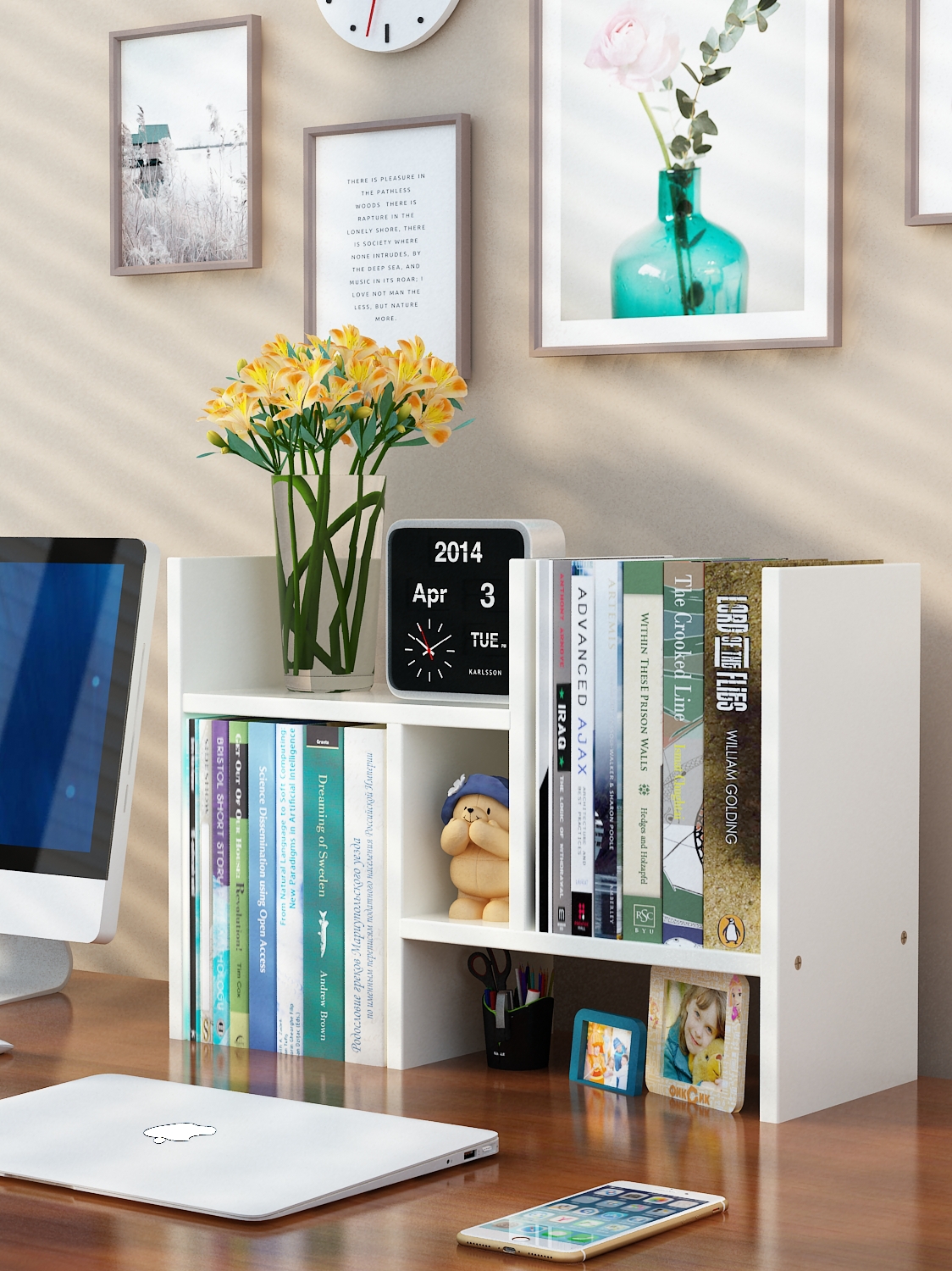 Bookshelves Easy table shelves Children's combined book Desktop containing students with dormitories small bookcase minimalist Hyundai-Taobao