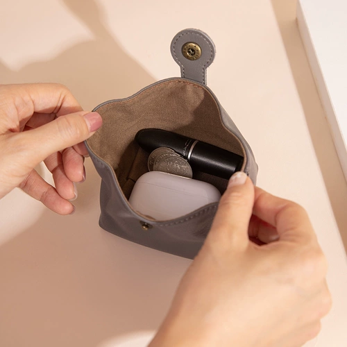 Кожаный маленький кошелек, наушники, система хранения, картхолдер, помада, японские и корейские, из натуральной кожи