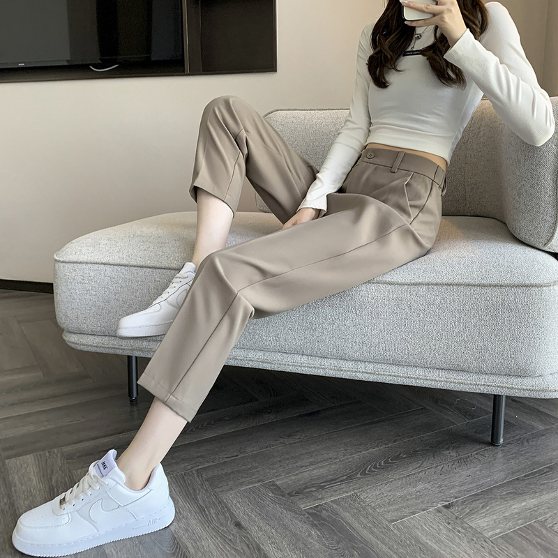 145cm Petite Women's Cropped Pants, New Spring and Autumn High-Waisted Suit Carrot Pants, 150cm Height-Enhancing Straight-Leg Nine-Point Cigarette Pants 145cm Petite Women's Cropped Pants, New Spring and Autumn High-Waisted Suit Carrot Pants, 150cm Height-Enhancing Straight-Leg Nine-Point Cigarette Pants