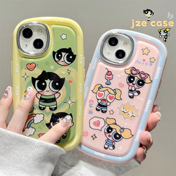 Cute cartoon Powerpuff Girl suitable for Apple 14 mobile phone case iPhone13ProMax new 12 anti-fall 13pro women's model 11 silicone 14pro air cushion niche bestie all-inclusive soft shell case