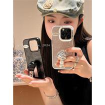 Dry rose pearl high-end ins with Apple 15promax mobile phone case iphone13 new 11 leather 2 female 14pro Apple 13promax creative support