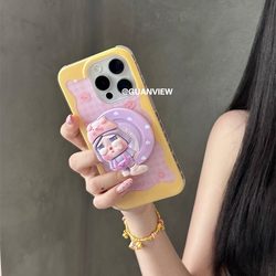 INS 귀여운 작은 돼지 헤드 커버 울음 아기 3 차원 자기 브래킷 iPhone 16Promax Apple 15 휴대 전화 케이스 14Pro 더블 레이어 13 장대 16Pro 전체를 포함한 휴대 전화 케이스에 적합합니다.