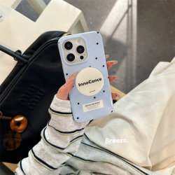 한국 스타일 틈새 스카이 스카이 블루 폴카 도트 iPhone 16 Promax Apple 15 휴대 전화 케이스 13Pro New Gloss 14 Full Cover Anti-Fall 16Pro Bracket 16 Protective Cover Pro Women