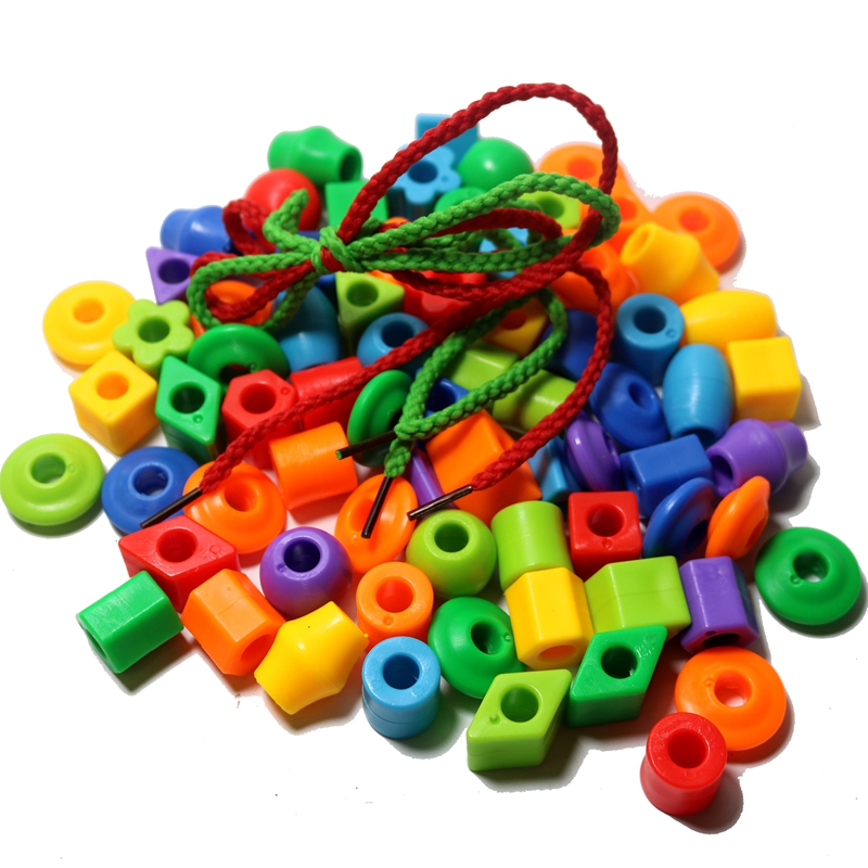 Early Education Center kindergarten parent - child teaching tool worn a string of beads plastic colored pearl to counter the ball beads
