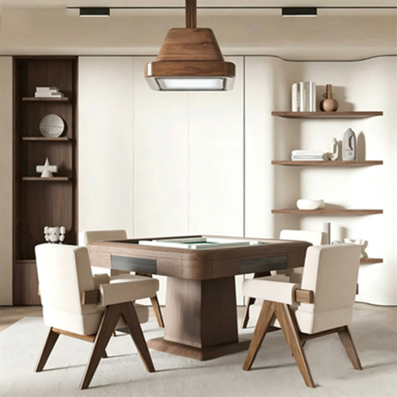 New Chinese-Style Solid Wood Fully Automatic Mahjong Table and Chair Set, Zen-Style Smart Electric Silent Dining Table Dual-Purpose Game Machine New Chinese-Style Solid Wood Fully Automatic Mahjong Table and Chair Set, Zen-Style Smart Electric Silent Dining Table Dual-Purpose Game Machine