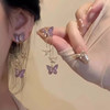 925 Silver Needle Super Fairy-Like Purple Butterfly Earrings for Women, Unique and Fashionable Niche Design, High-End Earrings, New Style