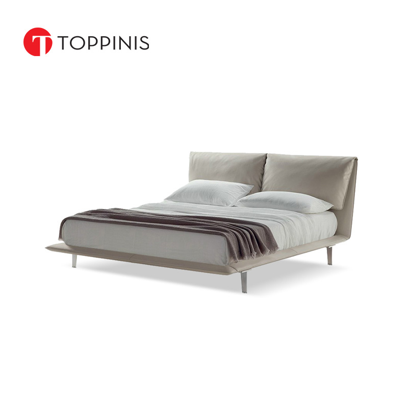 Toppinis minimalist elephant ear bed master bedroom light luxury head layer cowhide john leather soft bag baxter king bed