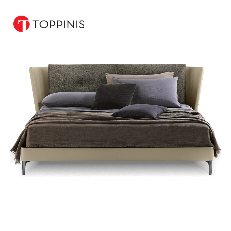 Toppinis Italian minimalist bed 1 8 m wedding bed villa large floor master bedroom master bedroom minimalist modern dermis bed
