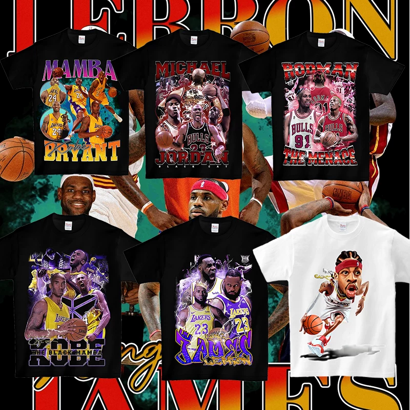 Кепка NBA Баскетбол Kobe O'Neal LeBron James Dennis Rodman Хлопковая футболка 1-65