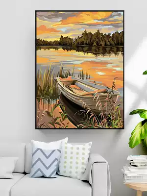Handmade diy digital oil painting Landscape flower hand-painted filled oil painting Living room decoration painting Bedroom room hanging painting