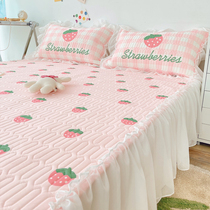 Tennis Red Girl Hearts Latex Cool Mat Three Sets Washable Public Main Wind Bed Skirt Summer Skirt Ice Silk Soft Mat