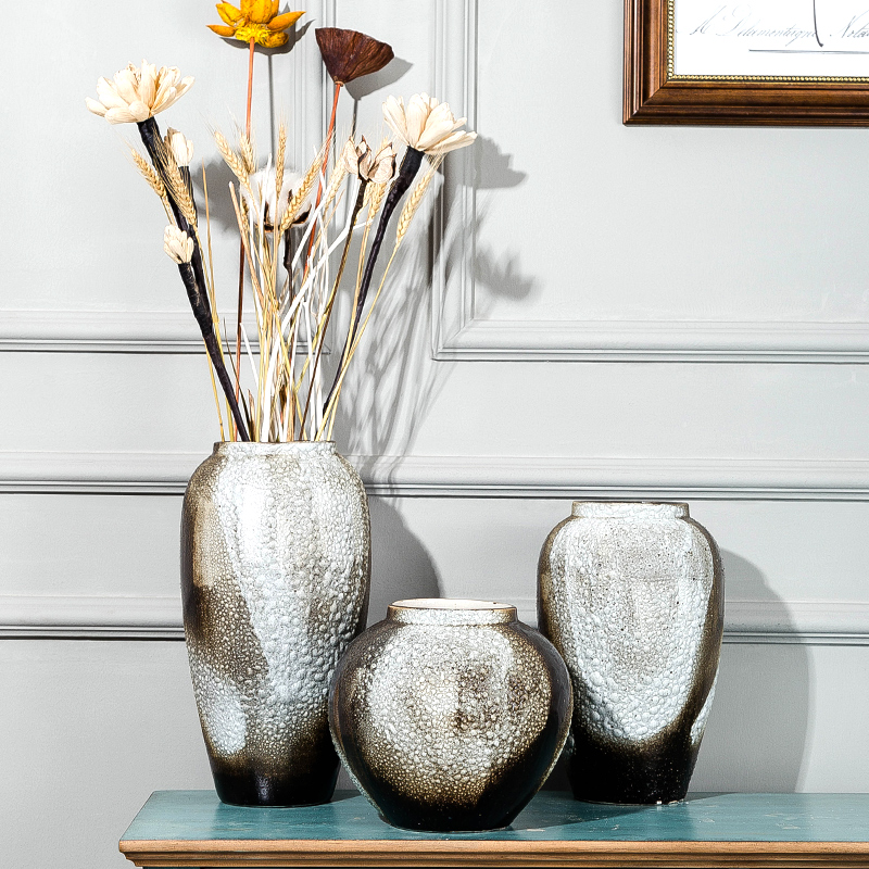 Chinese style vintages garden ground floor large number vases cool flower arrangements dried flowers coarse pottery living room hotel villas make old ceramics