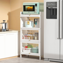 Kitchen shelf floor-standing multi-layer storage multi-functional dishes chopsticks discs lockers sub-pots with doors