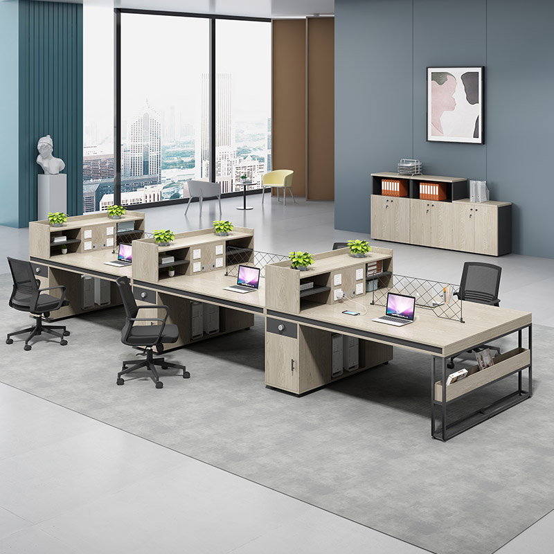 Staff desk simple modern staff 4 people two double 6 Four station screen card holder office table and chair combination