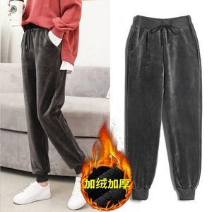 女士加绒加厚冬季高腰丝绒休闲裤保暖裤