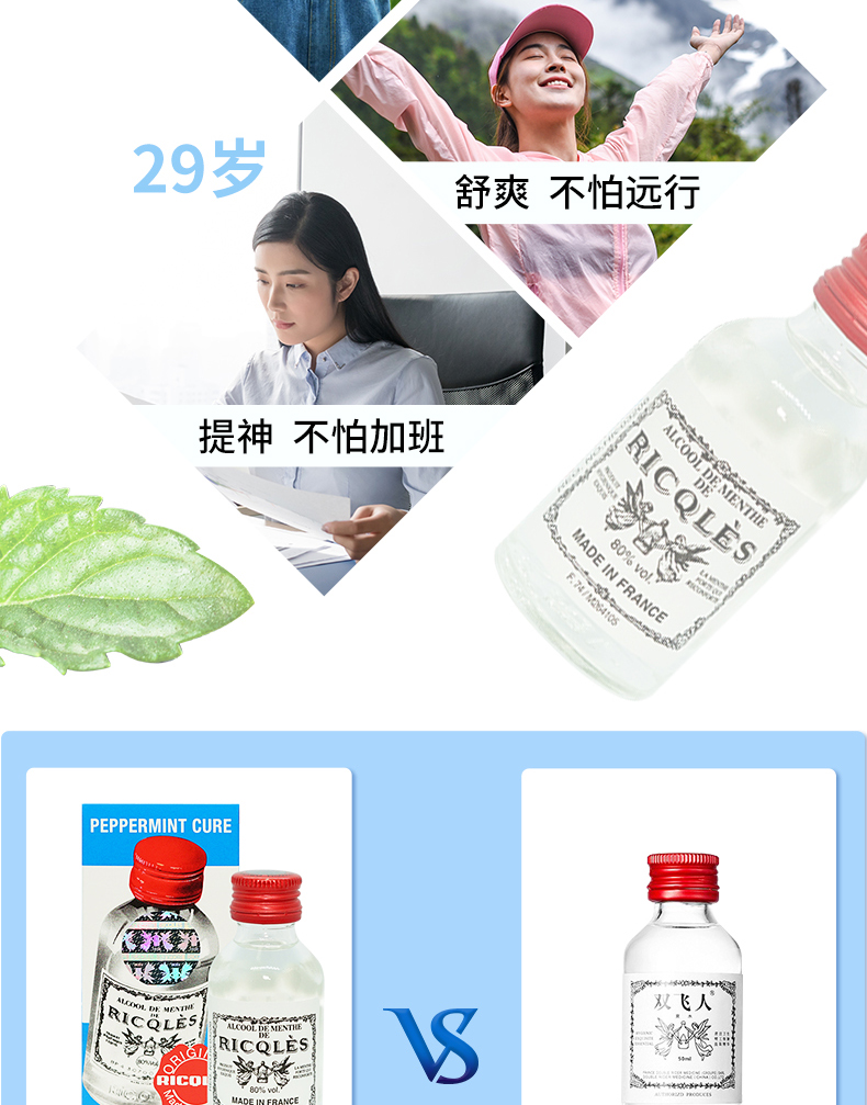 法国RICQLES 双飞人 港版药水 50ml  提神消暑止痒 图4