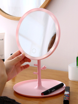 New led vanity mirror with lamp luminous desktop Net red female students make up light mirror adjustable dormitory portable dressing
