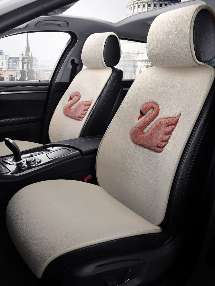 Winter car cushion like rabbit fur plush unbacked back three pieces of wool cushion in winter warm rear cartoon