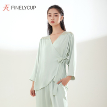 Fan You Cabo Tong Liya Same Pajamas Women Spring and Summer Ice and Snow Silk Smooth Thin Long Sleeve Pants Embroidered Lace