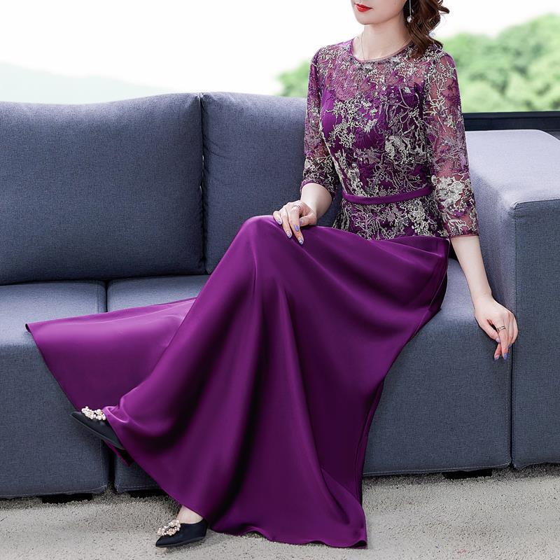 2024 Spring New Purple Noble and Elegant Wedding Banquet Mother of the Bride Toast Dress Evening Party Host Evening Gown Long Style 2024 Spring New Purple Noble and Elegant Wedding Banquet Mother of the Bride Toast Dress Evening Party Host Evening Gown Long Style