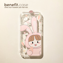 Benefit cute bunny dress girl applies Apple 13promax mobile phone shell iphone12 transparent mini