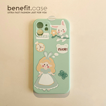 Benefit Cute Rabbit Princess applies Apple 13promax mobile phone shell iphone12mini protective sleeve xsmax anti-fall x creative r8plus Jane